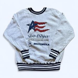 Vintage 1990s Gray Motorola Reverse weave Men's Sweater L